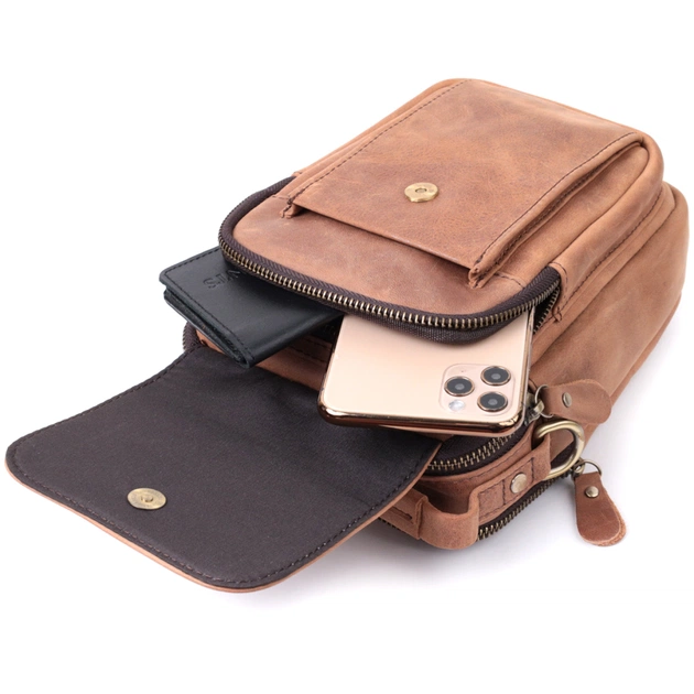 Сумка Vintage Винтажная для мужчин из натуральной кожи Коричневая (22811) - изображение 9