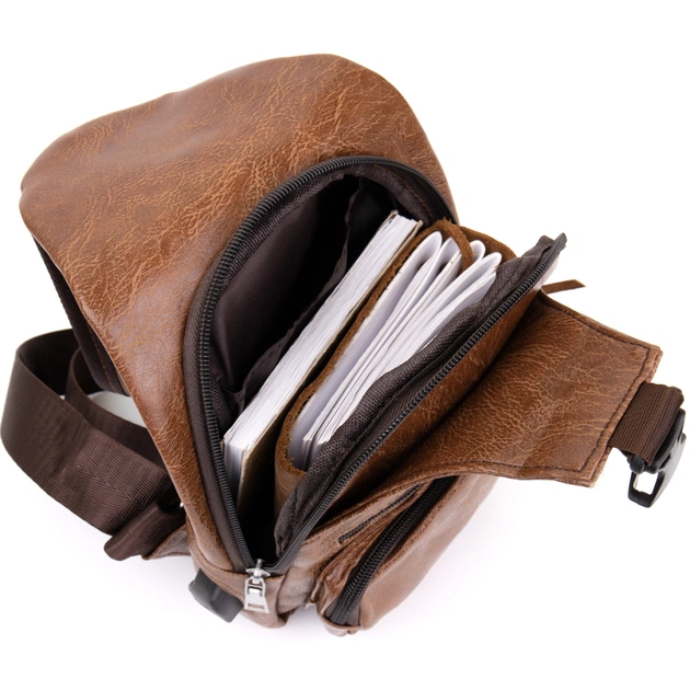 Сумка Vintage Крос боді смарт зі шкірозамінника Руда (20573) - изображение 4