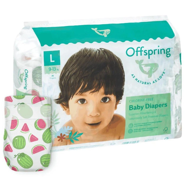 Підгузки Offspring Розмір L (9-13 кг) 36 шт, Кавун (9355465009220) (DP-OI-FAT-L36P-WML) - зображення 1