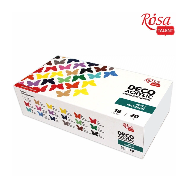 Акрилові фарби Rosa для декору матові 18 кол по 20 мл (4823098523956) - picture 2