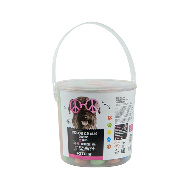 Крейда Kite кольорова Jumbo Dogs, 15 шт. у відерці (K22-074) - изображение 1