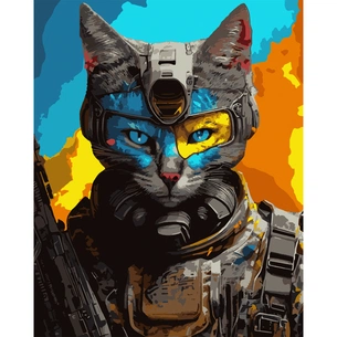 Картина по номерам Santi Войовничий кіт 40*50 см ©zubenko_ai_art (954460) зображення 1