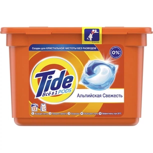 Капсули для прання Tide Все-в-1 Альпійська свіжість 15 шт. (4084500569508) зображення 1