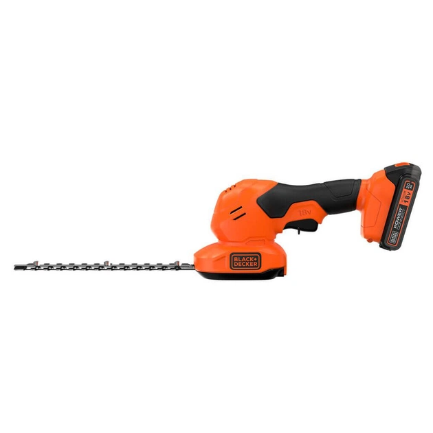 Кущоріз Black&Decker 18 В, 2Ah, насадки- 20 см/8 мм, 10 см/18 мм, (BCSS18D1) - зображення 3