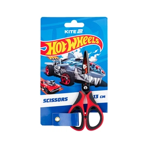Ножиці Kite дитячі з гумовими вставками і малюнком на лезі Hot Wheels 13 см (HW25-148) зображення 1