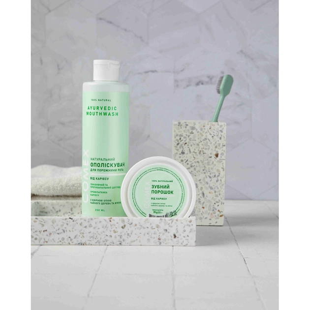 Зубний порошок Comex Натуральний Від карієсу З ефірною олією чайного дерева та м'яти 70 г (4820230953039) - picture 2