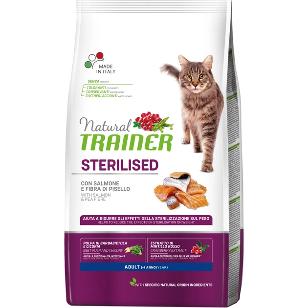 Сухий корм для кішок Trainer Natural Super Premium Adult Sterilised з лососем 10 кг (8059149246987) - изображение 1