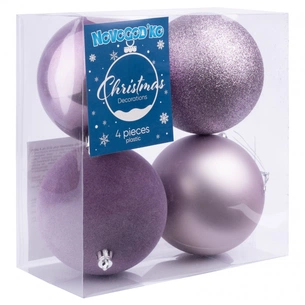 Ялинкова іграшка Novogod`ko 4 шт, 10 см, бузковий, матовий (974789) зображення 1