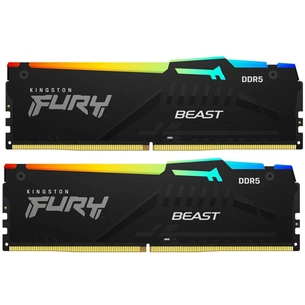 Модуль пам'яті для комп'ютера DDR5 16GB (2x8GB) 5200 MHz FURY Beast RGB Kingston Fury (ex.HyperX) (KF552C40BBAK2-16) зображення 1