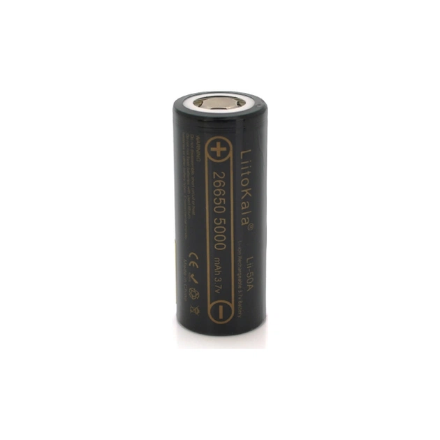 Акумулятор 26650 5000mAh (5100-5500mAh) 25A, 3.7V (2.5-4.2V), Black, 2шт в уп., ціна за 1шт Liitokala (Lii-50A / 23383) - зображення 1