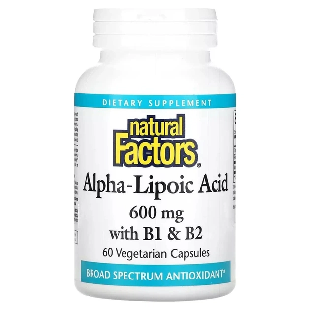 Вітамінно-мінеральний комплекс Natural Factors Альфа-ліпоєва кислота з вітамінами B1 та B2, 600 мг, Alpha-Lipoic (NFS-02102) - зображення 1