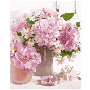 Картина по номерам Strateg Ніжні рожеві півонії 40х50 см (VA-2523) зображення 1