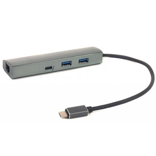 Порт-реплікатор PowerPlant Type-C USB 3.1 -> 2*USB3.0, Type-C USB3.1, Gigabit Ethernet (CA910557) зображення 1