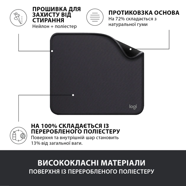 Килимок для мишки Logitech Mouse Pad Studio Series Graphite (956-000049) - picture 4