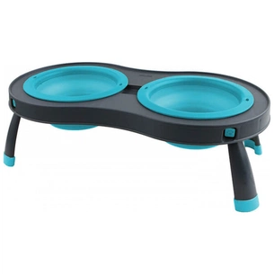 Посуд для собак Dexas Миска подвійна на складній підставці-велика 600 мл блакитна (0084297306892) изображение 1