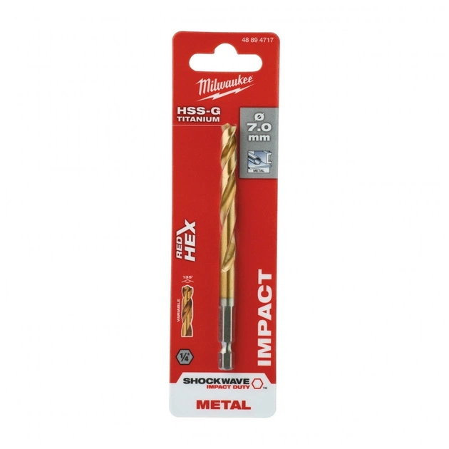 Свердло Milwaukee по металу RedHEX HSS-G TiN, 7,0 мм (48894717) - picture 3