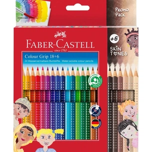 Олівці кольорові Faber-Castell GripSkin tonesакварельних 18 кольорів + 6 шт різних відтінків шкіри (112819) (32522) зображення 1