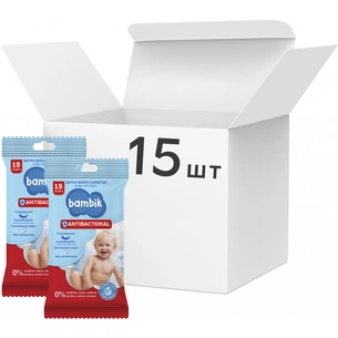 Дитячі вологі серветки Bambik Antibacterial з перших днів життя 15 шт. (43406080) зображення 1