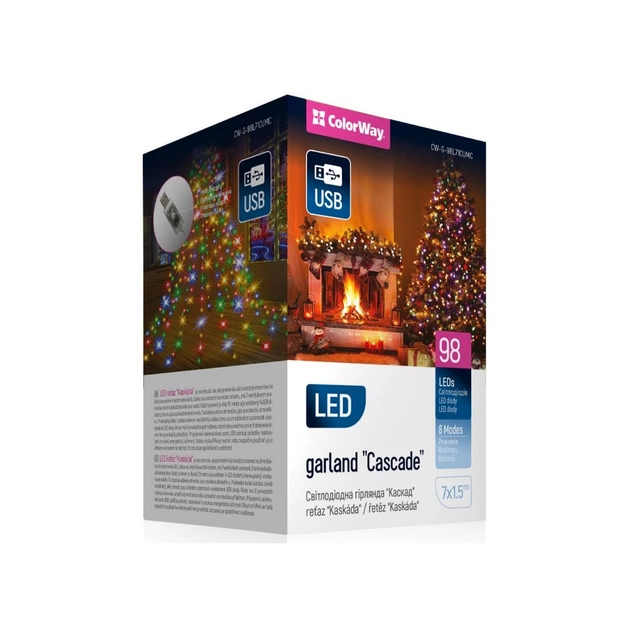 Гірлянда ColorWay Каскад LED 98 7 x 1.5 м 8 функцій (CW-G-98L71CUMC) - picture 1