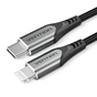 Кабель Vention USB Type-C - Lightning (M/M) швидка зарядка, PD 18 W, 3 A, 480 Mbps, 1 м, Grey (TACHF) - зменшене зображення 1