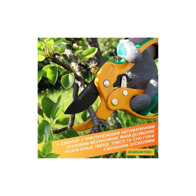 Секатор Gruntek Uhu з ковадлом, d 24мм, 205мм (295104205_UHU) - picture 8
