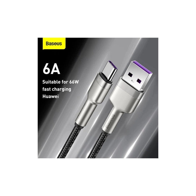 Дата кабель USB 2.0 AM to USB-C 1.0m Cafule Metal 66W black Baseus (CAKF000101) - picture 10