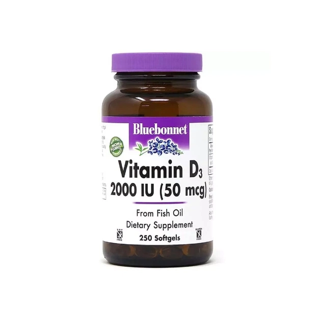 Вітамін Bluebonnet Nutrition Вітамін D3 2000IU, 250 желатинових капсул (BLB0319) - изображение 1
