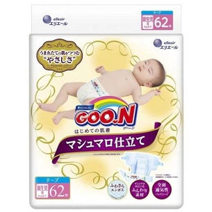 Підгузки GOO.N SUPER PREMIUM MARSHMALLOW до 5 кг (унісекс, 62 шт) (853346) зображення 1