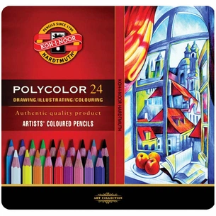 Олівці кольорові Koh-i-Noor Polycolor художні метал. пенал 24 кольорів (3824024002PL) зображення 1