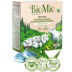 Таблетки для посудомийних машин BioMio Bio-Total 7 в 1 з олією евкаліпту 30 шт. (4603014004673) зображення 1