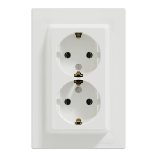 Розетка Schneider Electric ASFORA із заземленням подвійна біла 16А (EPH9900121) изображение 1