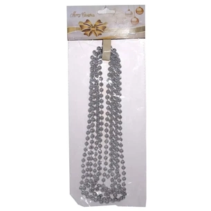 Намисто на ялинку Chomik 2.7м 6 мм, пластик, сріблястий (5901292658502_1) зображення 1