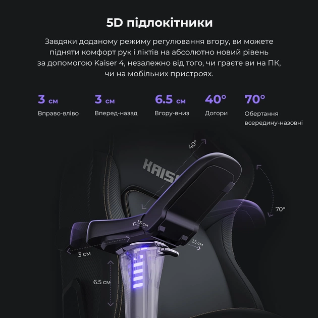 Крісло для геймерів Anda Seat Kaiser 4 Size L Black Premium PVC (AD12YDDC-L-20-B-PV/C) - зображення 4