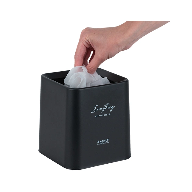 Кошик для паперів Axent Настільний контейнер для сміття, квадратний, чорний (2132-01-A) - picture 4