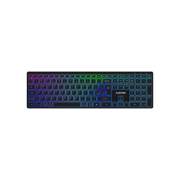 Клавіатура Canyon HKB-W11 Slim Dual Mode Wireless/Bluetooth RGB UA Black (CNS-HBTK11B) - зображення 1