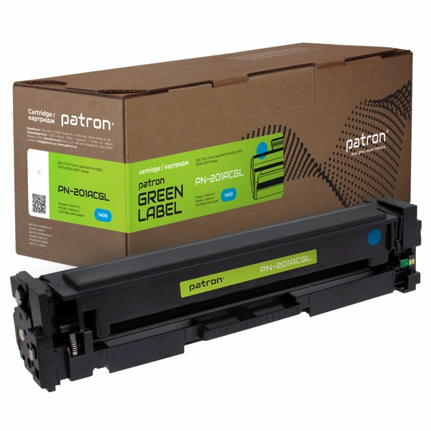 Картридж Patron HP CLJ CF401A для M252/M274/M277 Cyan, GREEN Label (PN-201ACGL) - зображення 1