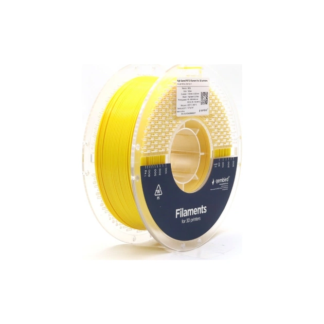 Пластик для 3D-принтера Gembird PETG High Speed, 1.75 мм, 1 кг, yellow (3DP-PETG1.75HY-01-Y) - зображення 1