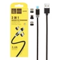 Дата кабель USB 2.0 AM to Lightning + Micro 5P + Type-C magnetic black Denmen (DN-D09E-BK) - уменьшенное изображение 2