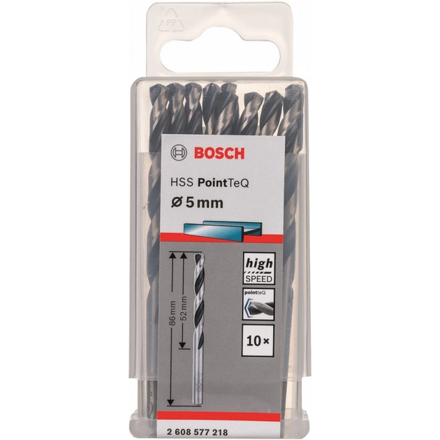Свердло Bosch по металу HSS-PointTeQ, 5х52х86мм, 10шт (2.608.577.218) - picture 8