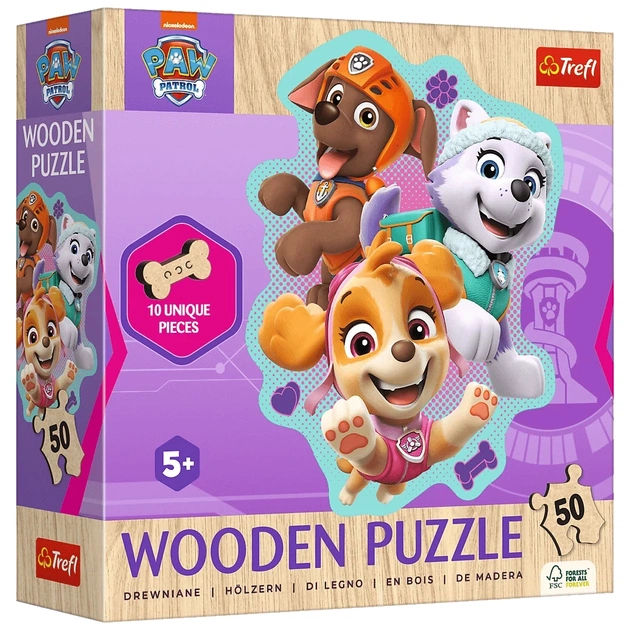 Пазл Trefl Wooden Весела компанія цуценят, 50 елементів (5900511202588) - зображення 1