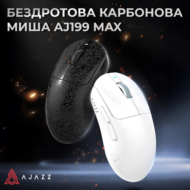 Мишка Ajazz AJ199 MAX Carbon fiber Wireless/Bluetooth/USB Black (AJ199-MAX-B) - picture 6