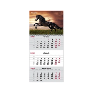 Календар Axent настінний квартальний на 2026 р.Horses 1 (8801-26-14-A) зображення 1