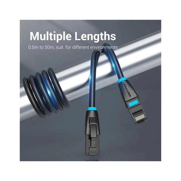 Патч-корд 1м, UTP cat 7 RJ-45 black Vention (IBKBF) - picture 3