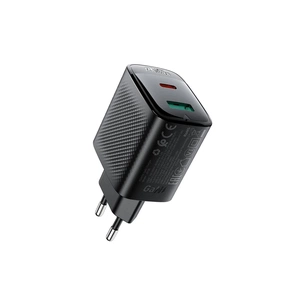 Зарядний пристрій Acefast A106 1xUSB-C PD45W + 1xUSB QC3.0 GaN black (6974316284031) зображення 1