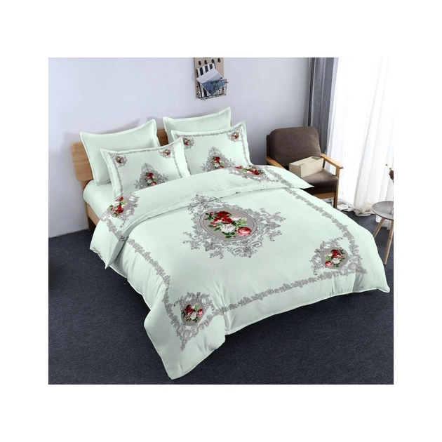 Постільна білизна ШЕМ Royal Satin біла принт троянди полуторна 150 х 215 (1,5 RS_біла принт троянди) - изображение 1