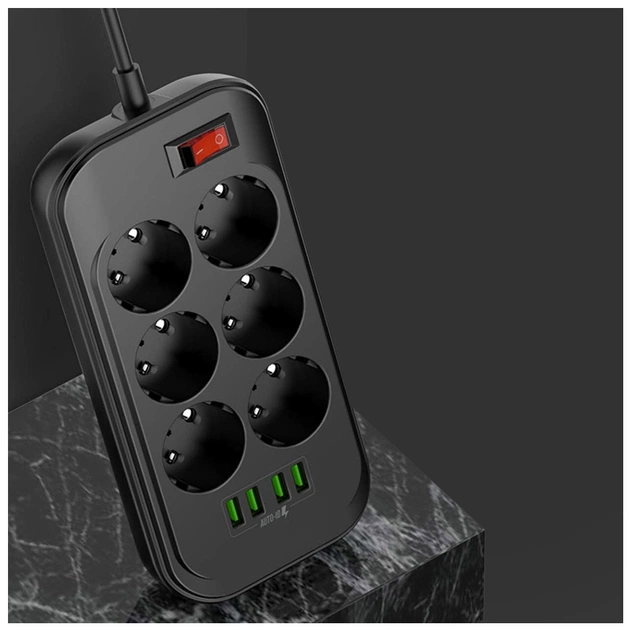 Мережевий фільтр живлення ColorWay CW-CHE64B, 6 розеток/4USB Black (CW-CHE64B) - picture 11