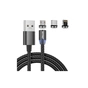Дата кабель USB 2.0 AM to Lightning + Micro 5P + Type-C magnetic black Denmen (DN-D09E-BK) - уменьшенное изображение 1
