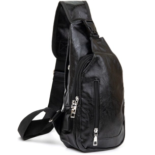 Сумка Vintage Через плече на два відділення шкірзам Чорна (20559) зображення 1