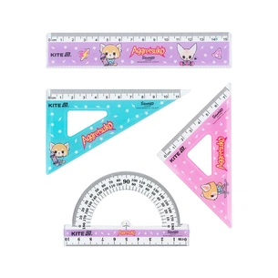 Лінійка Kite набір: лінійка 15 см, 2 косинця, транспортир Aggretsuko (AR25-282) зображення 1