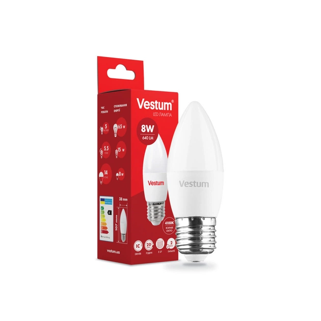 Лампочка Vestum C37 8W 4100K 220V E27 (1-VS-1309) - зображення 1